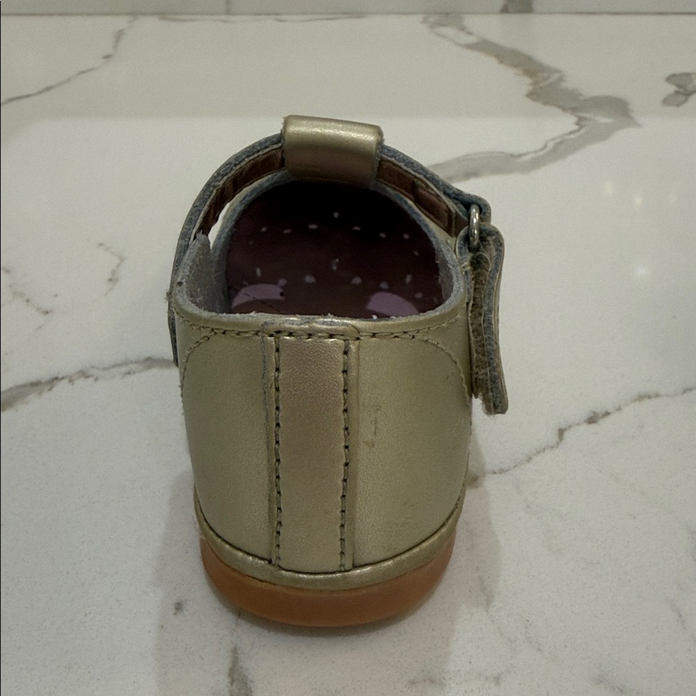 Angel Metallic Gold T-Strap Mary Jane Toddler Shoes Size 4 - Picture 5 of 11